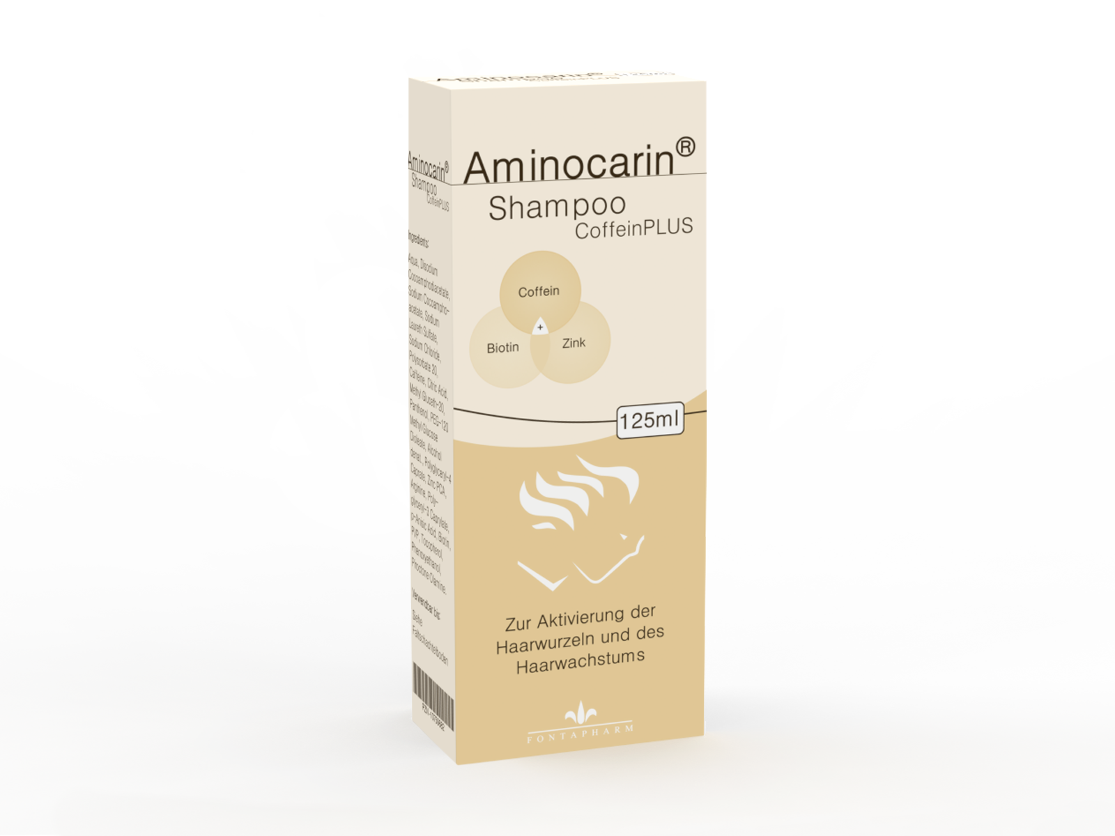 Aminocarin Coffein Plus schampoo zusätzlich mit Zink Biotin und Panthenol als Unterstützung gegen Haarausfall