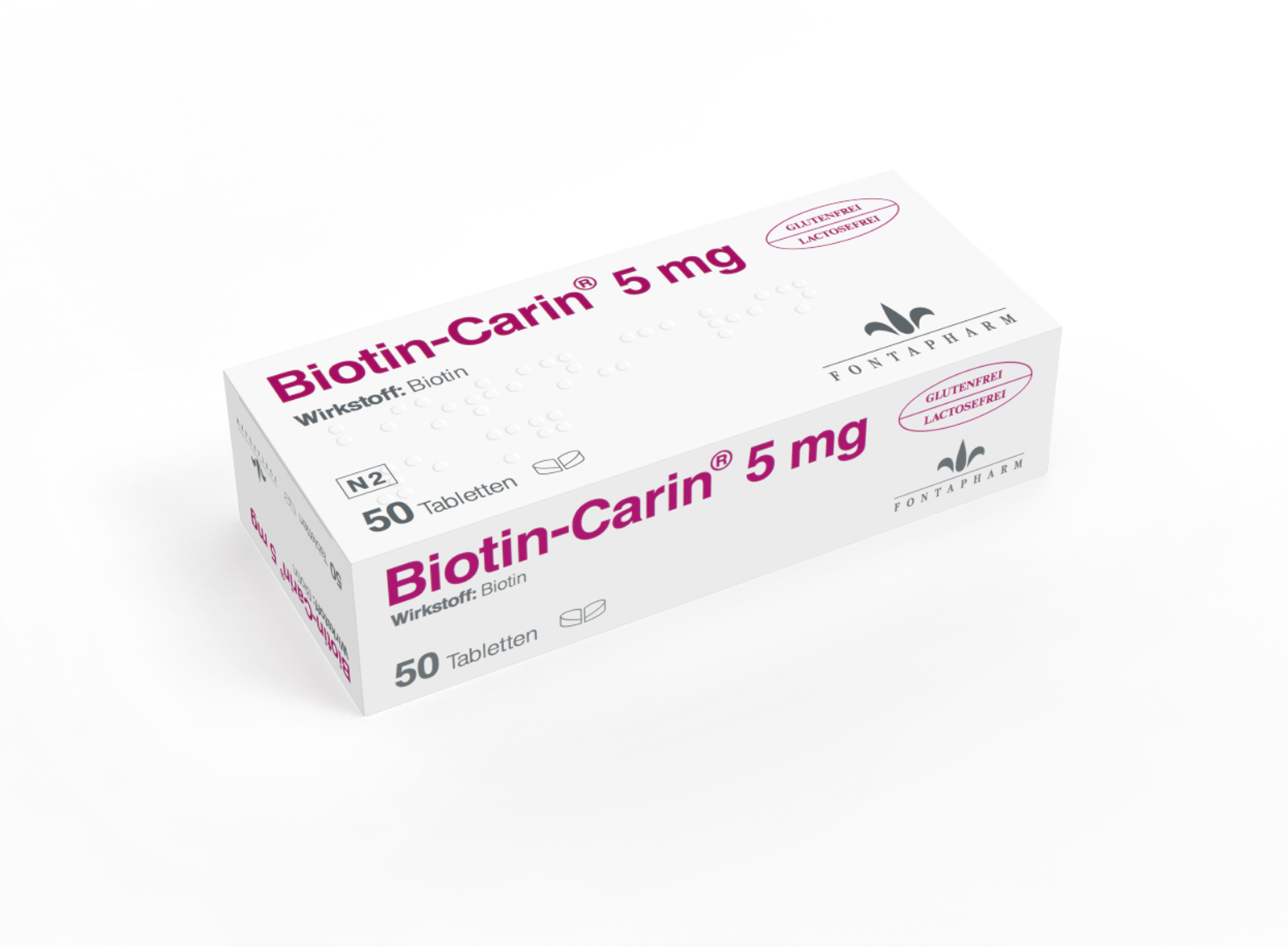Biotin Carin 5mg, gut teilbare lactose- und glutenfreie Biotin Tablette