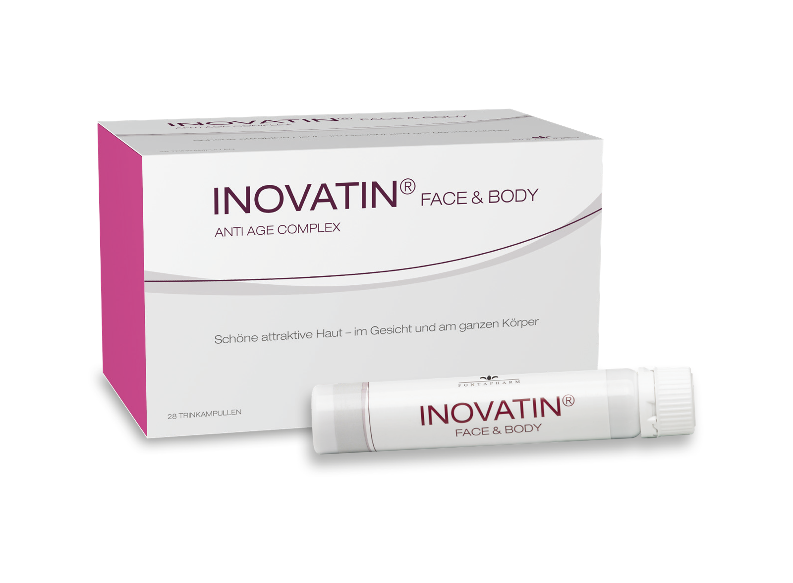 Inovatin Face and Body, die Trinkampulle für eine gezielte Versorgung mit ausgewählten Inhaltsstoffen speziell für ein gesundes Hautbild