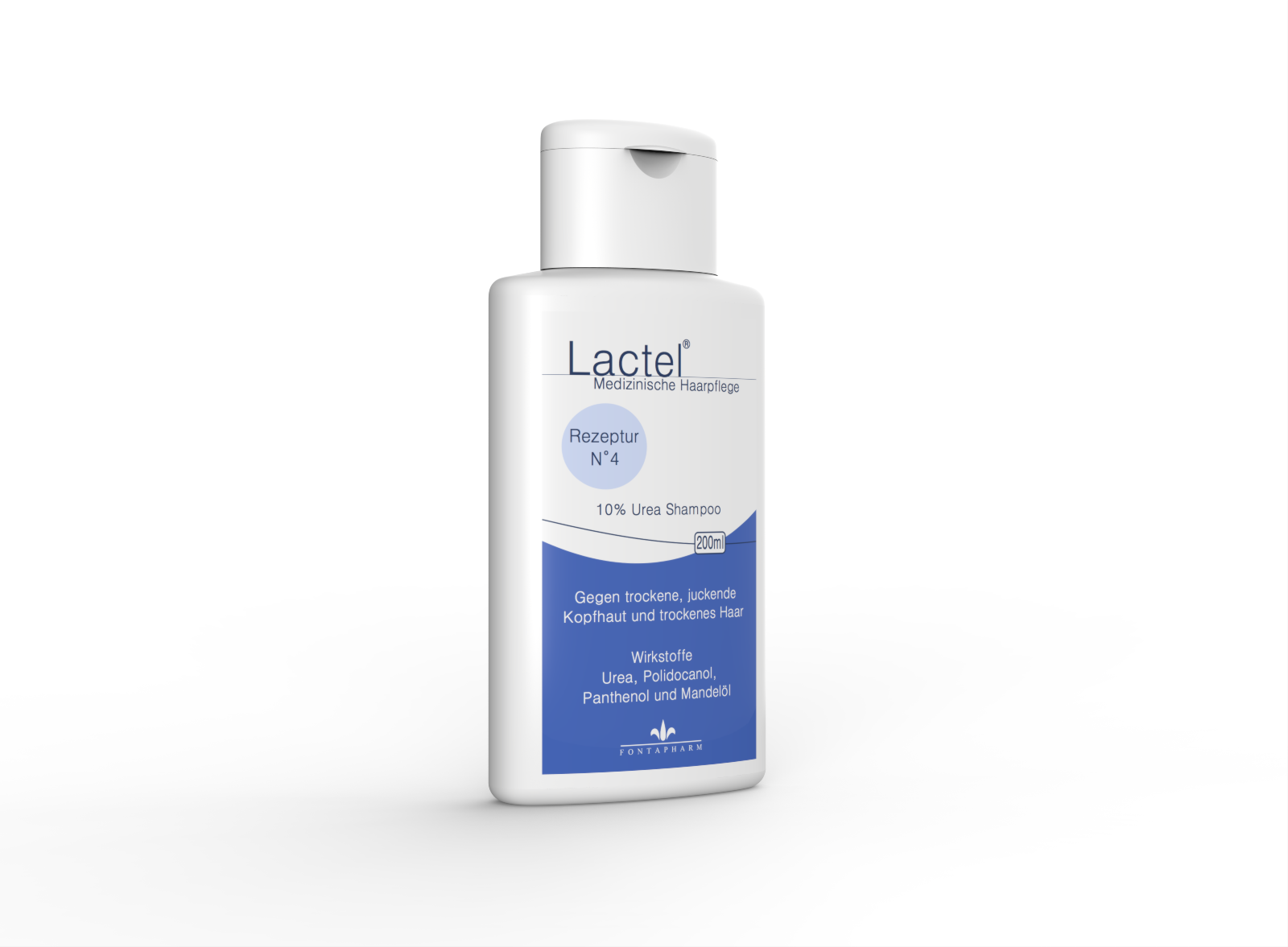 Lactel N° 4, das Shampoo gegen trockene, juckende Kopfhaut mit 10% Urea, Polidocanol und Panthenol für die tägliche Anwendung